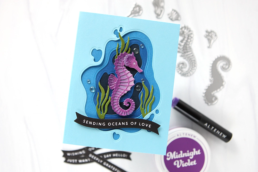 A dive into ocean layers on this fun card featuring new products from Altenew - CZ Design