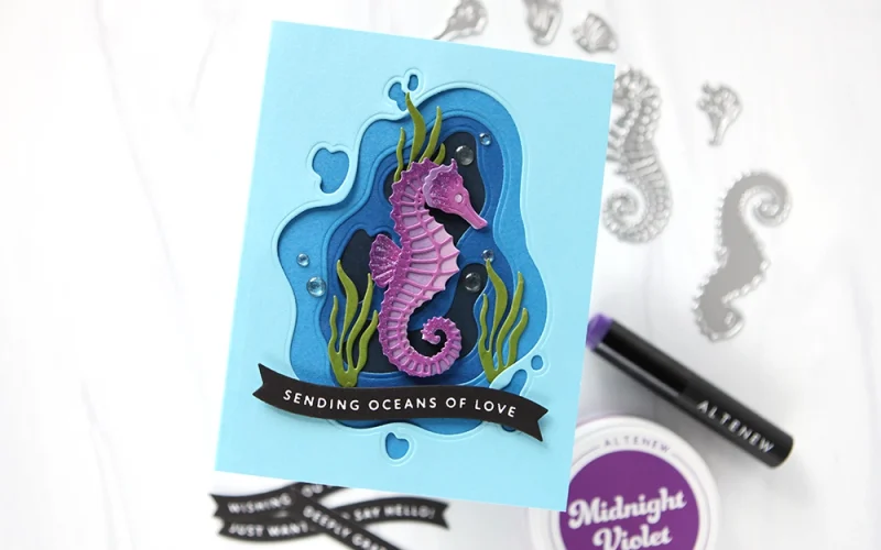 A dive into ocean layers on this fun card featuring new products from Altenew - CZ Design